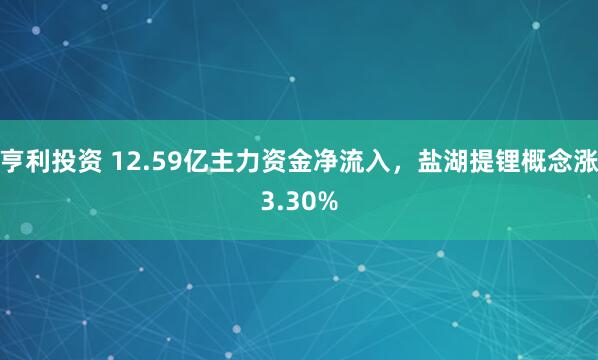 亨利投资 12.59亿主力资金净流入，盐湖提锂概念涨3.30%